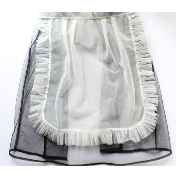MURMUR Maid Transparent Outfit Roleplay / FR 34 / XS / Black White Mesh Lingerie - Picture 6 of 9